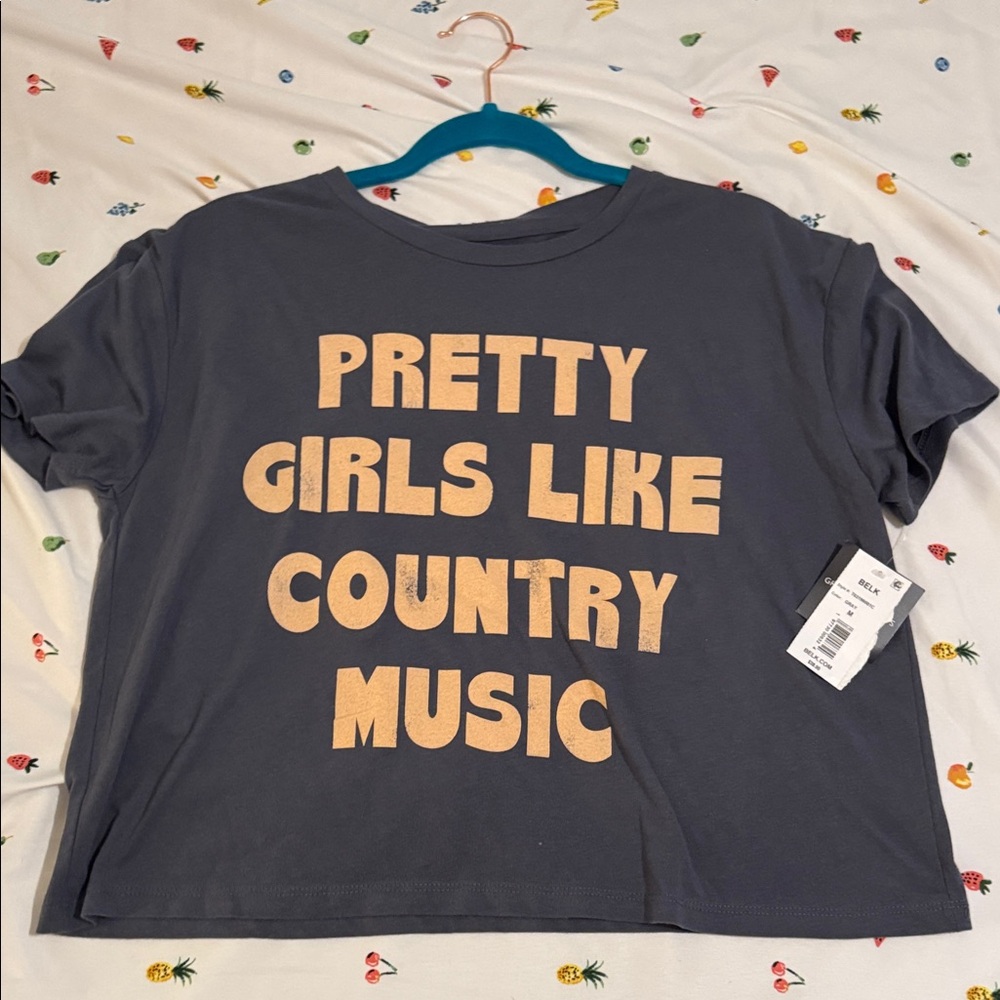 Grayson Threads Gray Crop Top with Peach Graphic